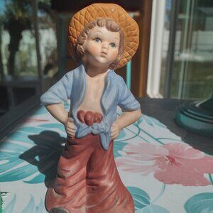 Porcelain cowboy, farmer vintage figurine